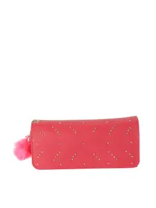 ZEVORA Women Pink Embellished Two Fold Wallet