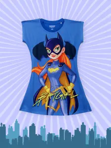 YK Justice League Girls Blue Bat Girl Printed T-shirt Dress
