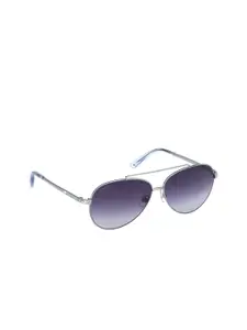 SWAROVSKI Women Blue Lens & Gold-Toned Round Sunglasses
