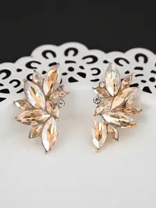 justpeachy Gold-Toned Contemporary Cubic Zirconia Studs Earrings