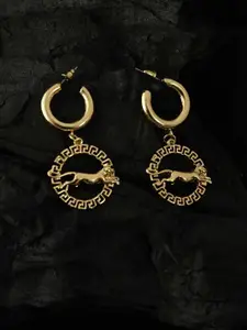 justpeachy Gold-Toned Geometric Drop Earrings