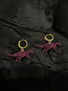 justpeachy Gold-Toned & Pink Contemporary Hoop Earrings