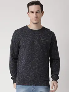 Club York Men Navy Blue Self Design Sweatshirt