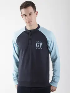 Club York Men Blue Colourblocked Sweatshirt