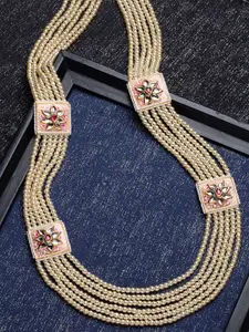 PANASH Gold-Toned & Pink Gold-Plated Layered Necklace