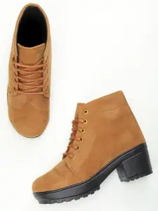 Walkfree Tan Block Heeled Boots