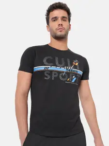 Cultsport Men Black Vitals Lifestyle Pure Cotton T-Shirt