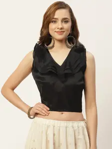 Studio Shringaar Women Black Solid Saree Blouse