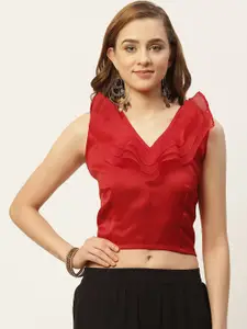 Studio Shringaar Women Red Solid Saree Blouse
