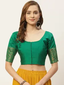 Studio Shringaar Women Green Woven Design Saree Blouse