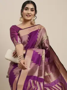 Saree mall Purple Silk Cotton Banarasi Saree