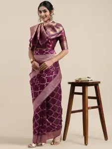 Saree mall Magenta Organza Banarasi Saree