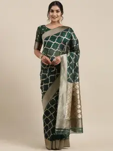 Saree mall Green Organza Banarasi Saree