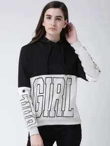 Club York Woman Black & Grey ColourBlockedPrinted Sweatshirt