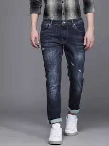 Voi Jeans Men Blue Skinny Fit Low Distress Light Fade Stretchable Jeans