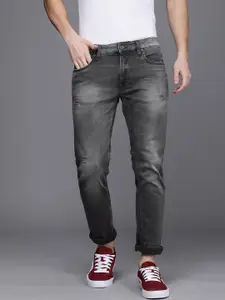 Voi Jeans Men Grey Skinny Fit Low Distress Light Fade Stretchable Jeans