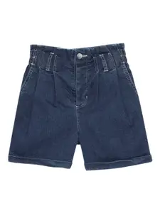 UNDER FOURTEEN ONLY Girls Navy Blue Skinny Fit Denim Shorts