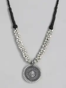 EL REGALO Silver-Toned & Black Durga-Ma-Pendant Necklace