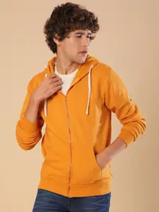 Campus Sutra Men Orange Hooded Sweatshirt