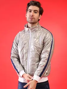 Campus Sutra Men Silver-Toned Camouflage Lightweight Outdoor Padded Jacket