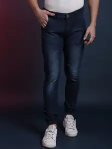 Campus Sutra Men Navy Blue Super Mildly Distressed Light Fade Stretchable Jeans