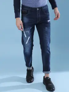 Campus Sutra Men Navy Blue Super Mildly Distressed Light Fade Stretchable Jeans