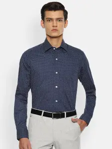 Louis Philippe Men Navy Blue Opaque Printed Formal Shirt
