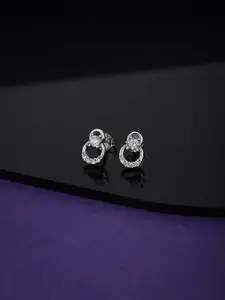 VANBELLE Women 925 Sterling Silver Rhodium-Plated Circular Stud Earrings