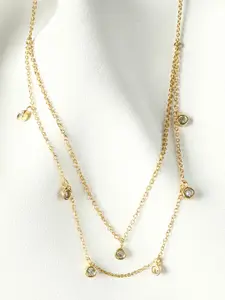 GIVA 925 Silver Golden Dual Layer Zircon Necklace