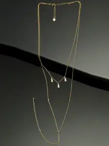 GIVA 925 Sterling Silver 18k Gold Plated Double Layered Tiny Charm Drop Necklace