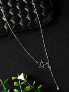 GIVA 925 Sterling Silver Rhodium Plated Star Drop Necklace