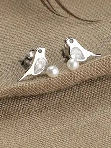 GIVA GIVA 925 Sterling Silver Rhodium Plated Pearl Love Bird Earrings