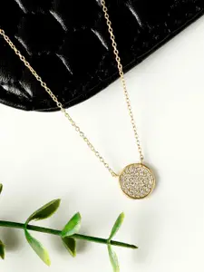 GIVA 925 Sterling Silver 18K Gold-Plated White CZ-Studded Pendant With Chain