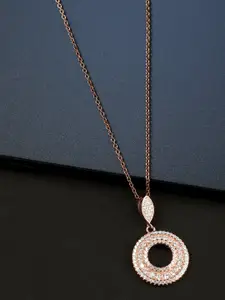 GIVA 925 Sterling Silver Classic Rose Gold Plated Pendant With Chain