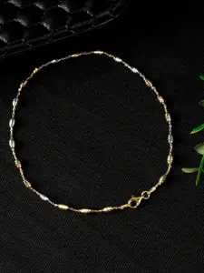 GIVA 925 Sterling Silver Dual Tone Beaded Anklet