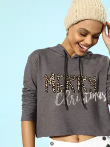 KASSUALLY Women Beautiful Grey Typography Christmas Update Sweatshirt