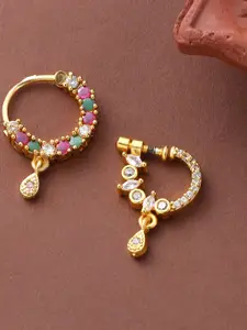 Yellow Chimes Set Of 2 Gold-Plated White & Pink AD-Studded Rings