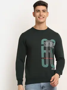Rodamo Men Green Fleece Printed Sweatshirt
