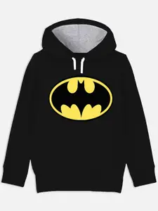 YK Justice League Boys Black & Yellow Batman Printed Hooded Sweatshirt