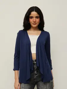 Espresso Women Navy Blue Waterfall Shrug