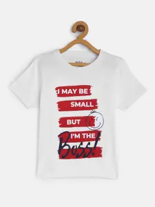 METRO KIDS COMPANY Boys White & Red Typography Printed T-shirt