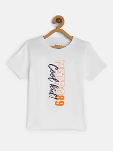 METRO KIDS COMPANY Boys White Typography Printed T-shirt