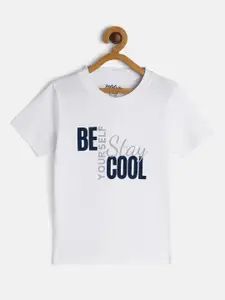 METRO KIDS COMPANY Boys White Typography Printed T-shirt