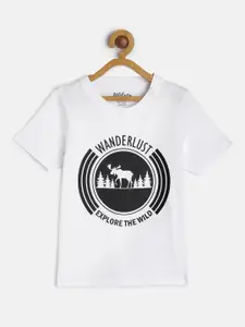 METRO KIDS COMPANY Boys White & Black Graphic Printed T-shirt