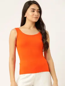 Lady Lyka Women Orange Solid Cotton Camisole