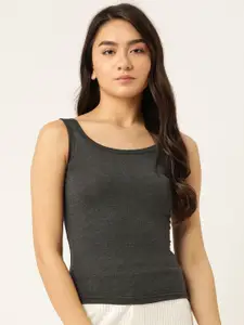Lady Lyka Women Charcoal Grey Solid Cotton Camisole
