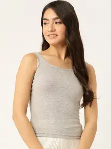 Lady Lyka Women Grey Melange Solid Cotton Camisole