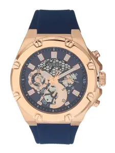 GUESS Men Blue Embellished Dial & Straps Analogue Chronograph Automatic Watch GW0334G3