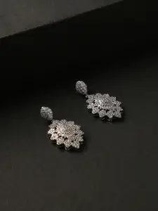 justpeachy Silver-Plated Contemporary American Diamond Drop Earrings