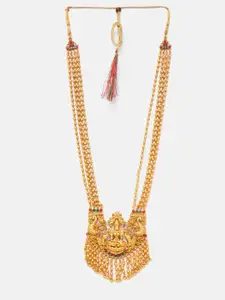 GRIIHAM Gold-Plated Antique Finish Long Lakshmi Necklace